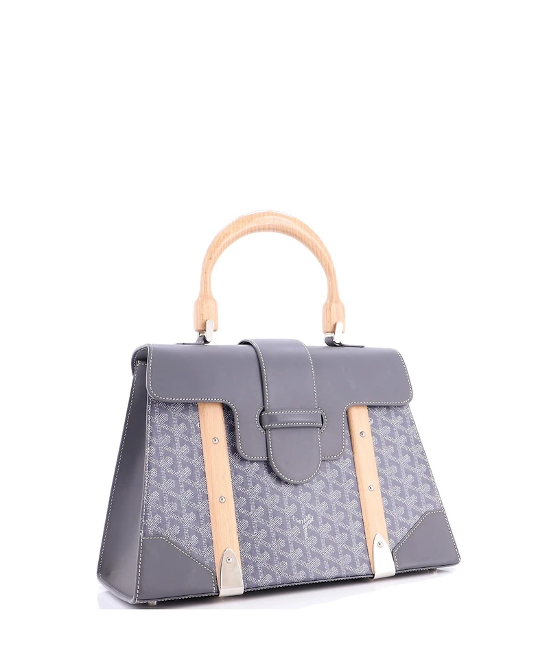 Pre-Owned Goyard Mm Saigon Top Handle Bag Coated Canvas with Leather