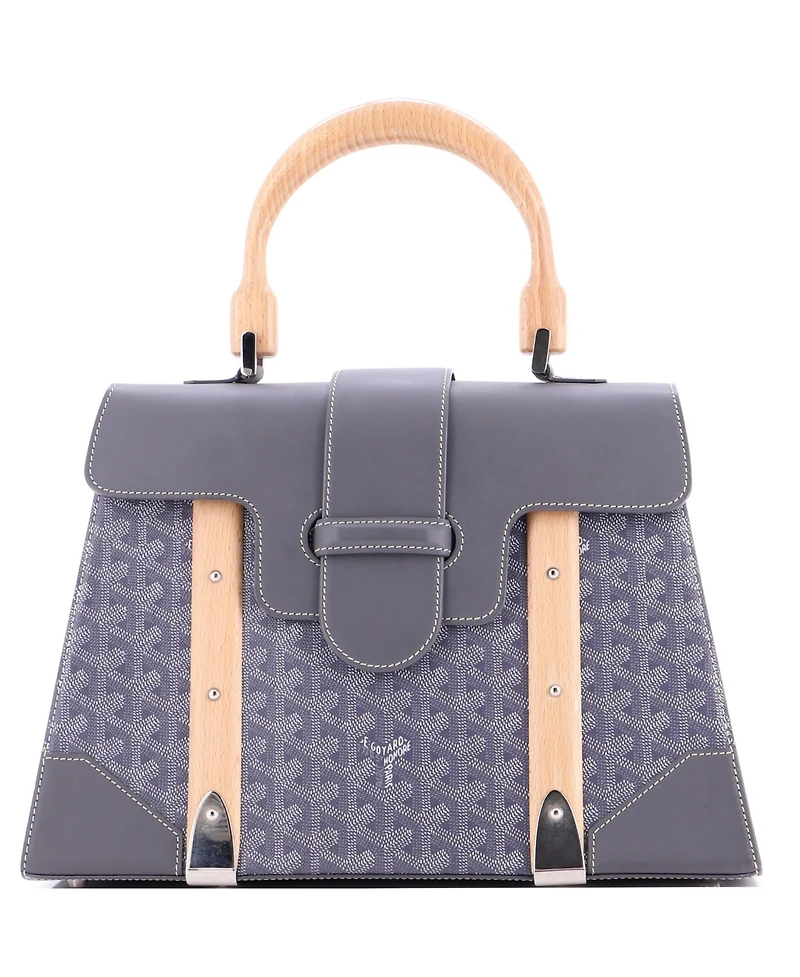 Pre-Owned Goyard Mm Saigon Top Handle Bag Coated Canvas with Leather