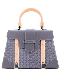 Pre-Owned Goyard Mm Saigon Top Handle Bag Coated Canvas with Leather