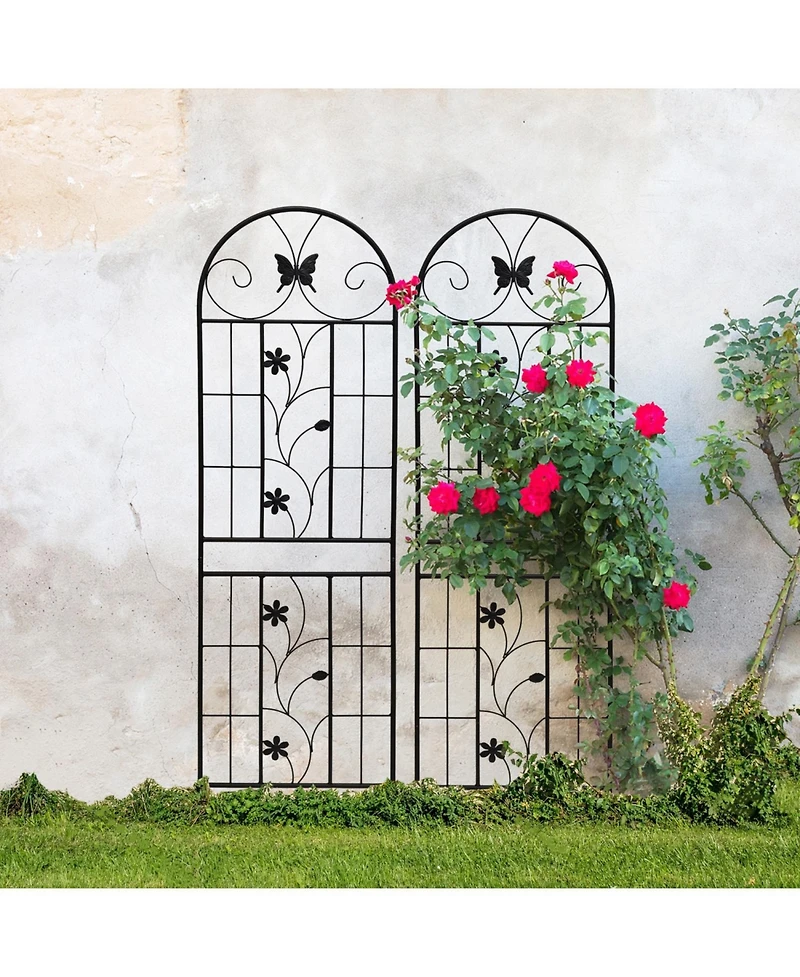 Streamdale Furniture 2 Pack Metal Garden Trellis 71" Rustproof Black