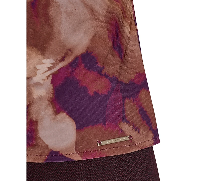 Halston Women's Printed Sleeveless Cowl Neck Top