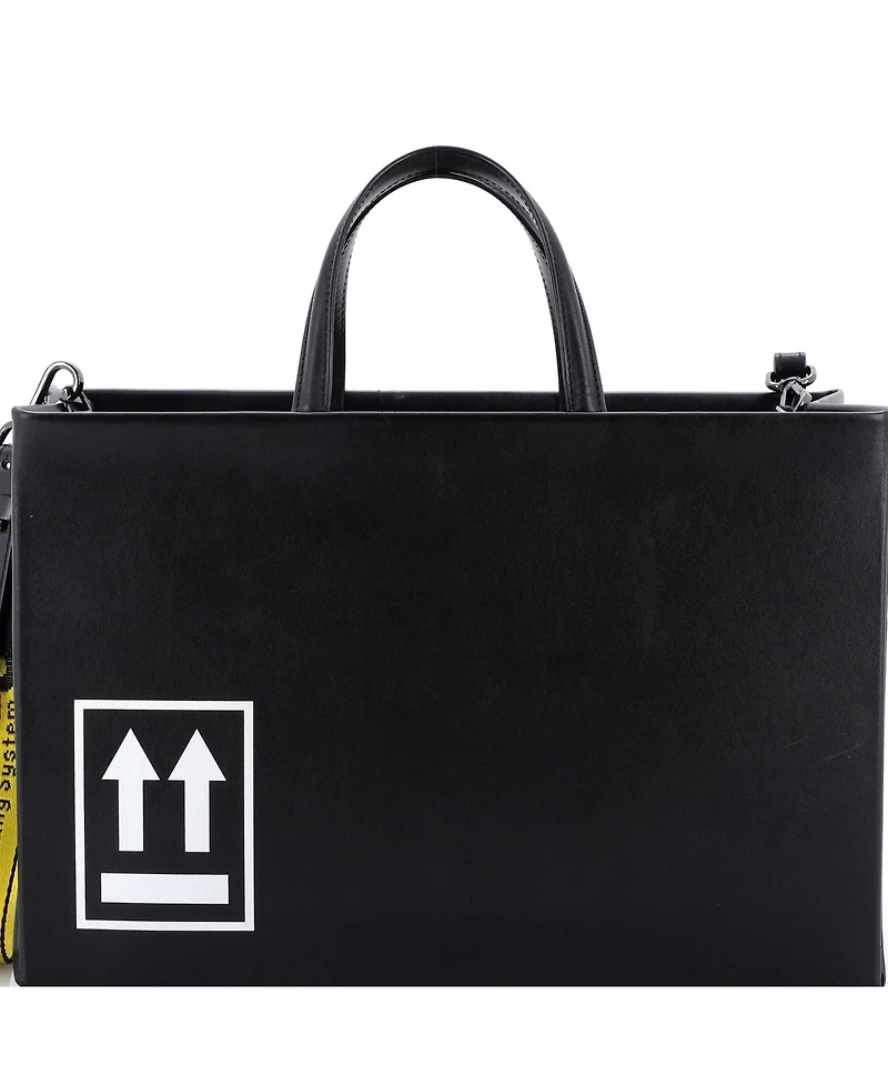 Pre-Owned Off White Medium Box Tote Printed Leather