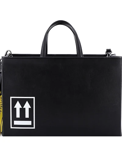 Pre-Owned Off White Medium Box Tote Printed Leather