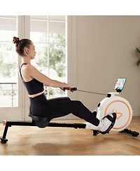 DeerRun Adjustable 32-Level Magnetic Resistance Long Slide Rail Smart Rowing Machine with PitPat App