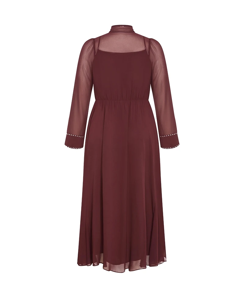 City Chic Women's Kara Stud Tie Neck Maxi Dress