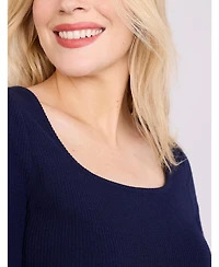 Motherhood Maternity Square Neck Rib Knit Long Sleeve Bodycon Maxi Dress