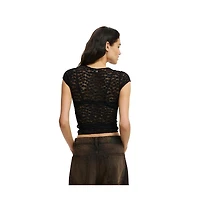 Cotton On Women's Ashley Mesh Short Sleeve Top