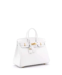 Pre-Owned Hermes Birkin 25 Handbag White Swift with Gold Hardware