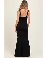 Pinkblush Maternity Black Twist Front Ruched Maxi Dress
