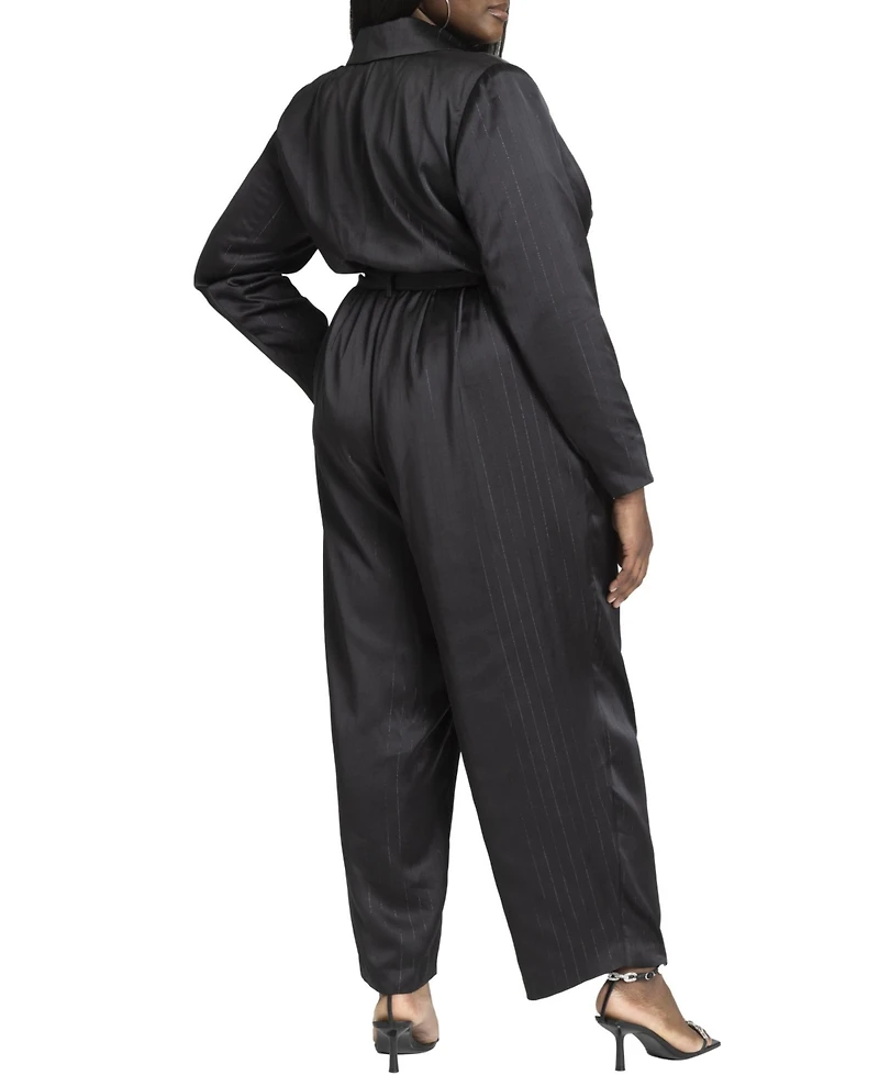 Eloquii Women's Pinstripe Blazer Jumpsuit