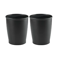 iDesign Round Plastic Bathroom Trash Cans - Set of 2 - Black - Made in Usa