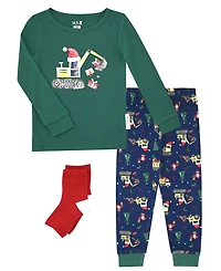Max & Olivia Baby and Toddler Boys Snug Fit Holiday 3-Piece Pajama Set