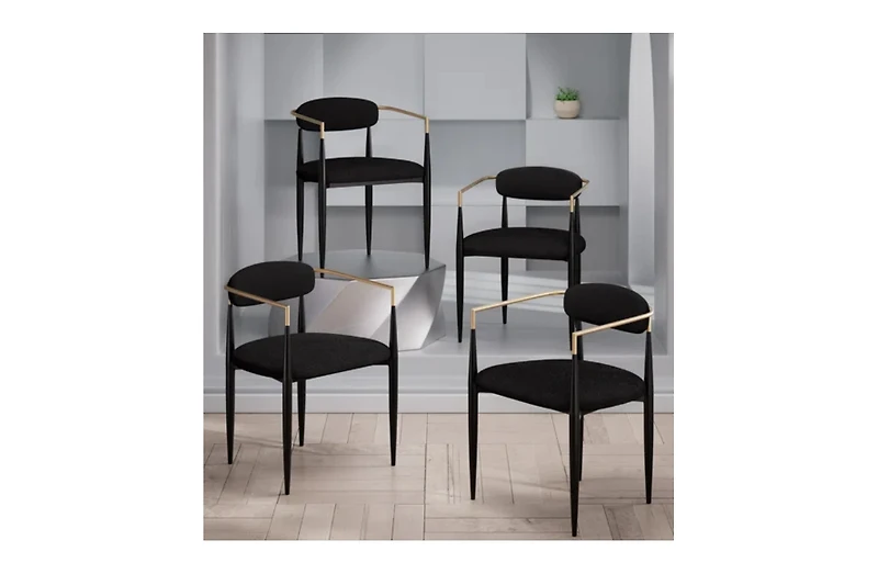 Morden Fort 47" Round Faux Marble Dining Set with 4 Dining Arm Chairs for Kitchen