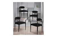 Morden Fort 47" Round Faux Marble Dining Set with 4 Dining Arm Chairs for Kitchen