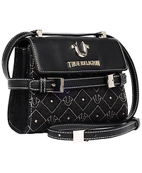 True Religion Studded Denim Flap Crossbody Bag