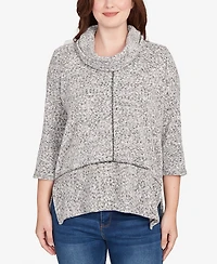Ruby Rd. Petite Cowl Neck Space Dye Chenille Knit Top