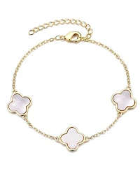 Adornia Gold Plated Mother of Pearl Clover Station Bracelet