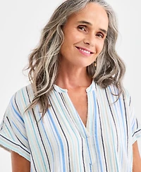 Style & Co Women's Cotton Gauze Split-Neck Dolman-Sleeve Shirt, Macy's Exclusive