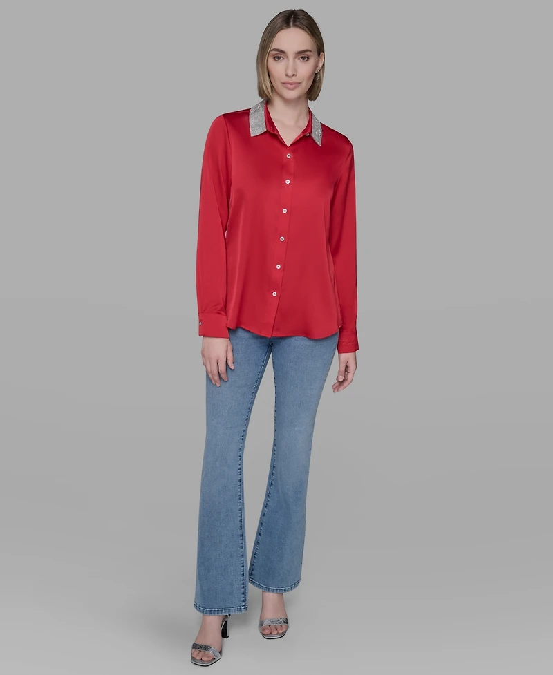 Karl Lagerfeld Paris Women's Collared Neck Shirt