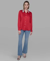Karl Lagerfeld Paris Women's Collared Neck Shirt