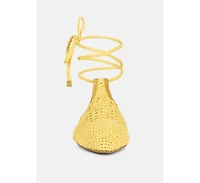 Bartsi Womens Handwoven Tie Up Flat Mules