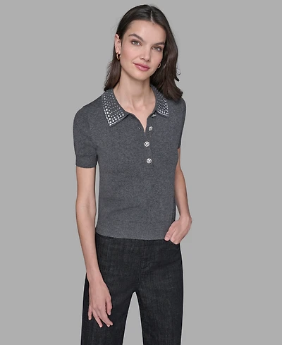 Karl Lagerfeld Paris Women's Embellished Collar Sweater