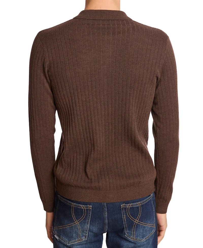 Paisley & Gray Men's Long Sleeve Full Placket Polo Sweater
