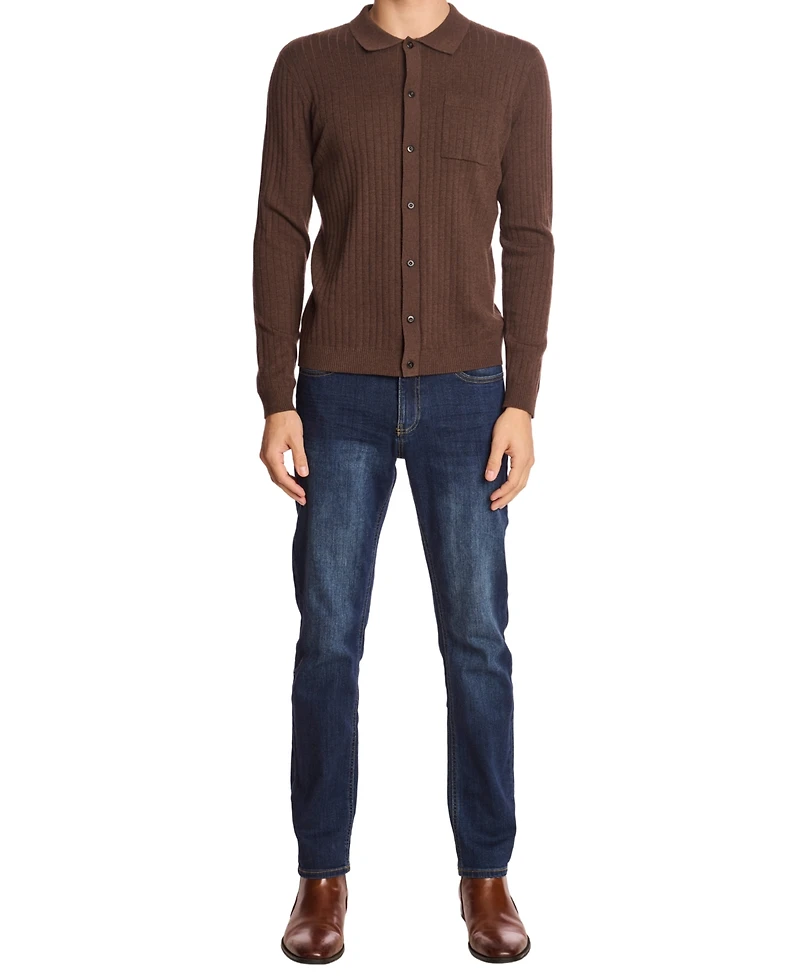 Paisley & Gray Men's Long Sleeve Full Placket Polo Sweater