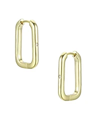 Rachel Glauber 14K Gold Plating with Clear Cubic Zirconia Hoop Earrings
