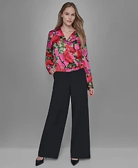 Karl Lagerfeld Paris Women's V-Neck Floral Print Top