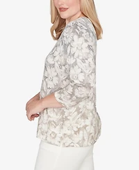 Alfred Dunner Vienna Ombre Floral Knit Top