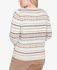 Alfred Dunner Vienna Geometric Biadere Striped Chenille Sweater