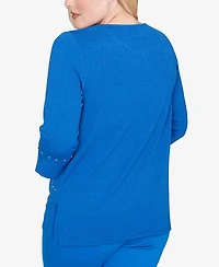Alfred Dunner Barcelona Solid Floral Jacquard Knit Top