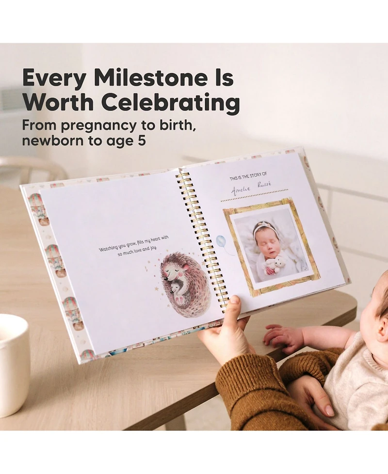KeaBabies Craft Baby Memory Book, First 5 Years Books, 90 Pages Keepsake Milestone Journal for Girls, Boys