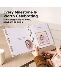 KeaBabies Craft Baby Memory Book, First 5 Years Books, 90 Pages Keepsake Milestone Journal for Girls, Boys