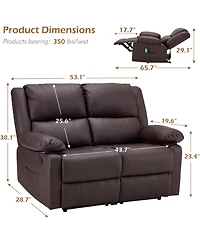 Aecojoy Loveseat Recliner with Heat&Massage Function, Rv Couch Wall-Hugger Reclining Sofa