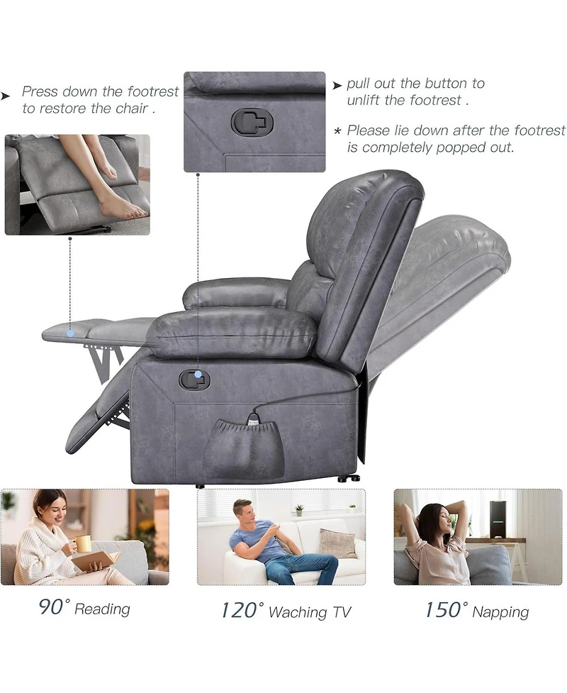 Aecojoy Loveseat Recliner with Heat&Massage Function, Rv Couch Wall-Hugger Reclining Sofa
