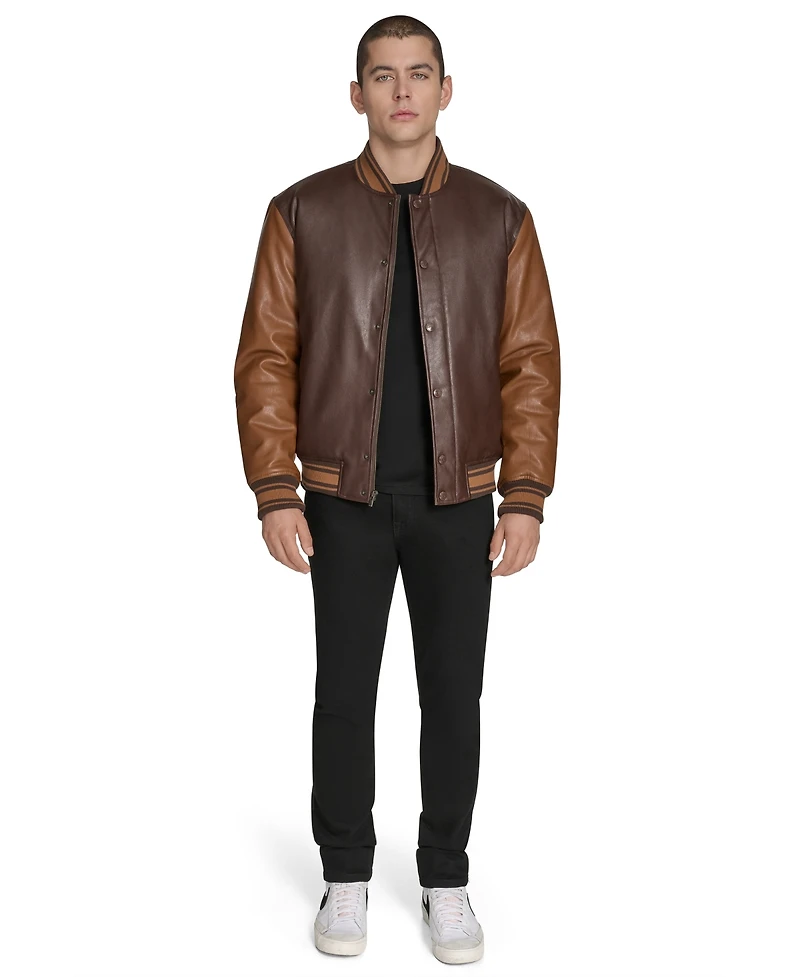 Champion Men's Faux Leather Varsity Jacket