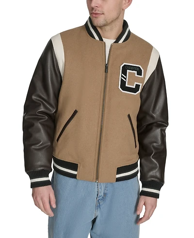 Champion Men's Mixed-Media Varsity Bomber Jacket