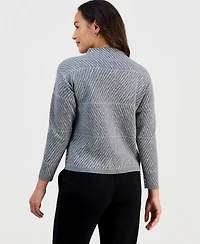 Jones New York Petite Mock-Neck Long-Sleeve Sweater