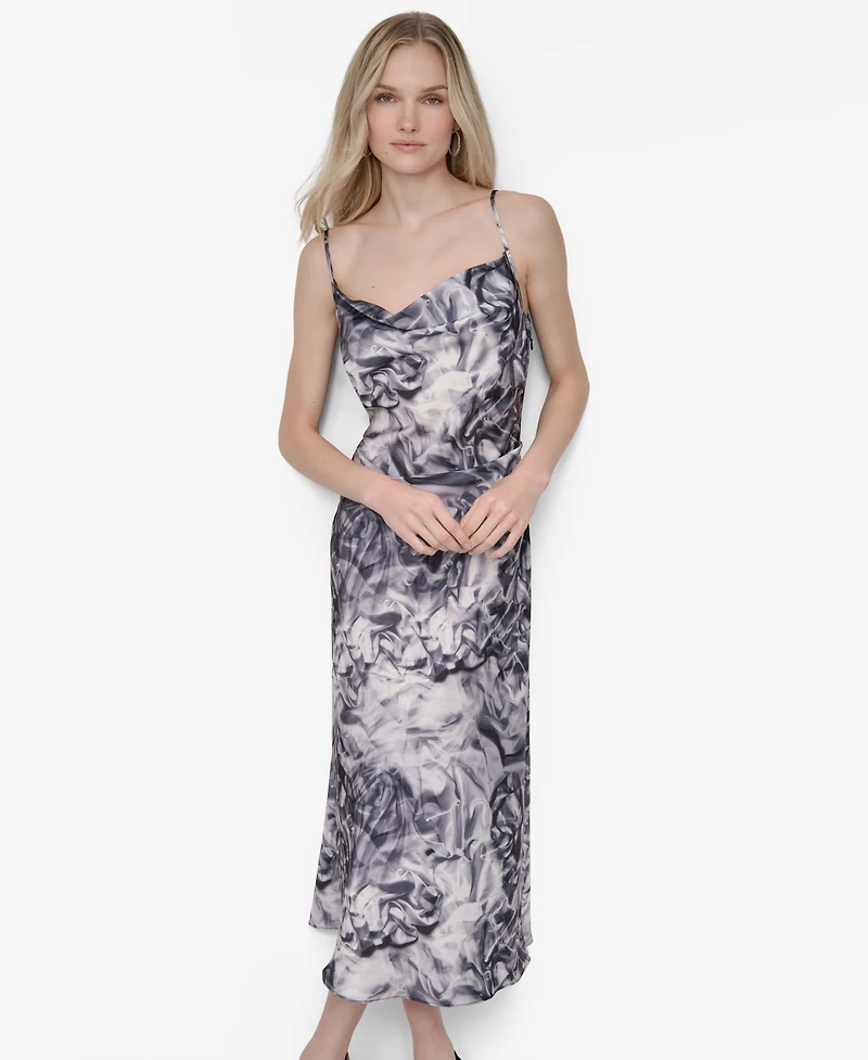 Dkny Women's Sleeveless Cowl Neck Midi Slip Dress