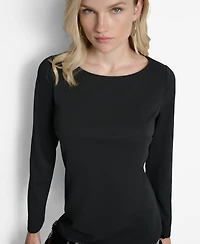 Dkny Women's Long Sleeve Sequin Hem Shift Dress