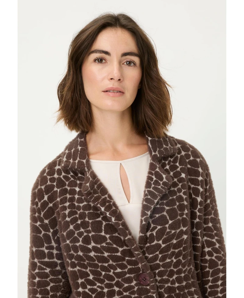 Olsen Women's Longline Modern Animal Feather Coatigan