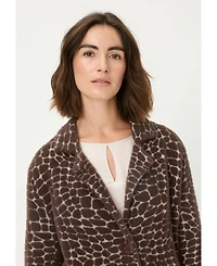 Olsen Women's Longline Modern Animal Feather Coatigan