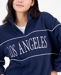 Rebellious One Juniors' Los Angeles Quarter-Zip Fleece Top