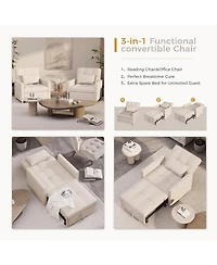 Aecojoy 31.5" Sleeper Chair, Convertible Chair Bed for Adults, 3-in-1 Pull Out Sofa Chair