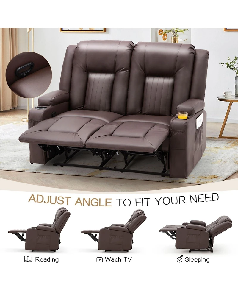 Aecojoy Loveseat Recliner with Cup Holders&Side Pockets