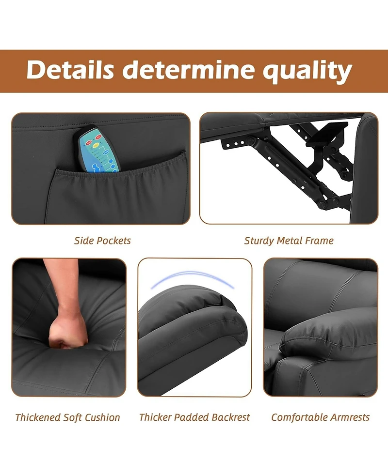 Aecojoy Recliner Couch with Massage&Heat Function, 3-Seat Wall Hunger Reclining Sofa