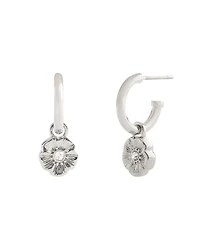 Coach Faux Stone Signature Tea Rose Huggie Earrings