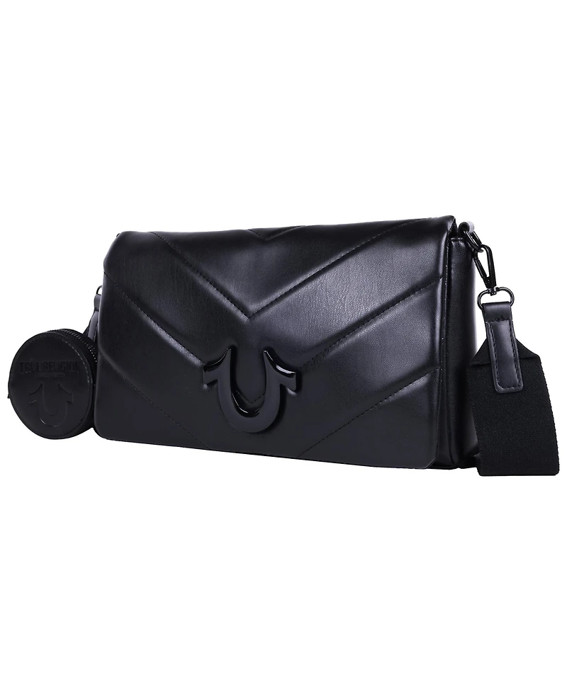 True Religion Quilted Flap Crossbody with Removable Pouch